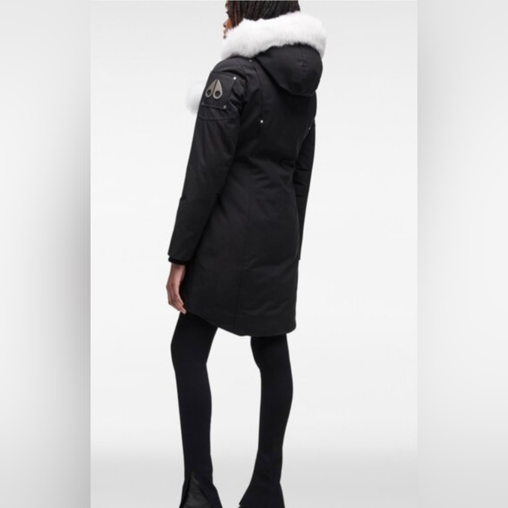 New Moose Knuckles Black Original Stirling Shearling Trim Parka women's Size S - Picture 3 of 16